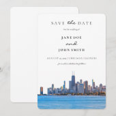 Chicago Skyline Wohnung Save the Date Karte (Vorne/Hinten)