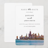 Chicago Skyline Wohnung Save the Date Karte (Vorne/Hinten)