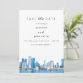 Chicago Skyline Wohnung Save the Date Karte (Stehend Vorderseite)