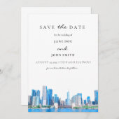 Chicago Skyline Wohnung Save the Date Karte (Vorne/Hinten)