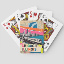 Chicago Skyline Zug Pop Art Collage Retro Reise