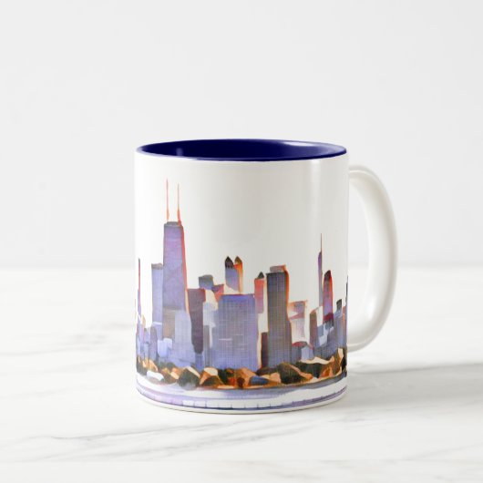 Chicago Skyline Zwei-Tone-Kaffee-Tasse Zweifarbige Tasse (VorderseiteRechts)