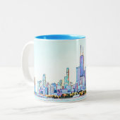 Chicago Skyline Zwei-Tone-Kaffee-Tasse Zweifarbige Tasse (Vorderseite Links)