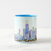 Chicago Skyline Zwei-Tone-Kaffee-Tasse Zweifarbige Tasse (Mittel)