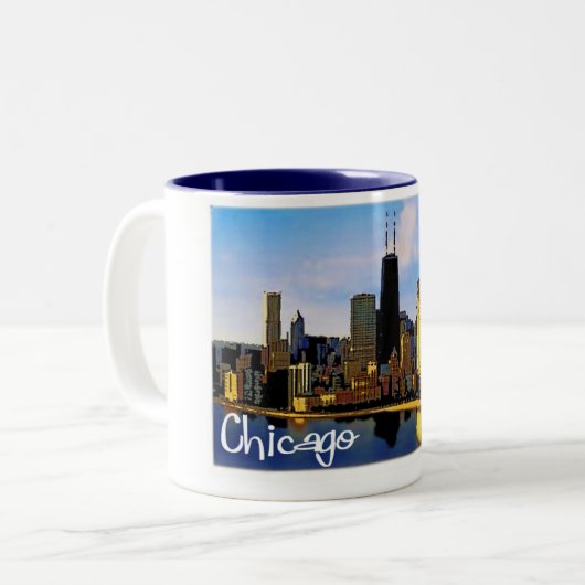Chicago-Skyline Zweifarbige Tasse (Vorderseite Links)