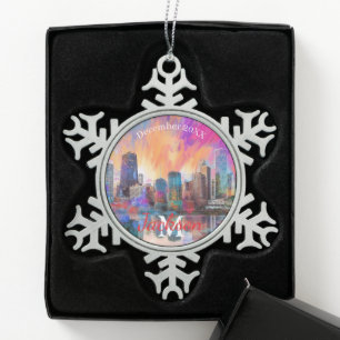 Chicago Snowflake Pewter Weihnachtsschmuck Schneeflocken Zinn-Ornament