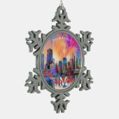Chicago Snowflake Pewter Weihnachtsschmuck Schneeflocken Zinn-Ornament (Links)