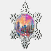 Chicago Snowflake Pewter Weihnachtsschmuck Schneeflocken Zinn-Ornament (Rechts)