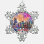Chicago Snowflake Pewter Weihnachtsschmuck Schneeflocken Zinn-Ornament (Vorderseite)