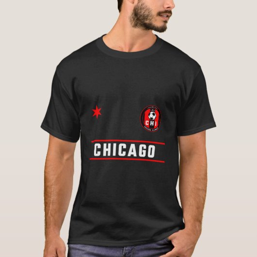 Chicago Soccer Jersey Mini Abzeichen Fire Red Deep T-Shirt (Vorderseite)
