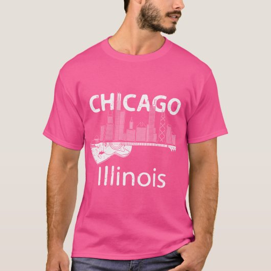 Chicago Souvenir Men Illinois Gift Music Electric T-Shirt (Vorderseite)
