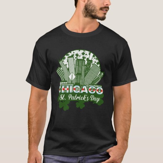 Chicago St Patrick s Day Chicago Flag Shamrock Iri T-Shirt (Vorderseite)