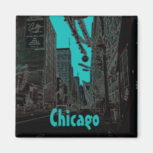 Chicago Staat Street bei Christmas 1967 glühender Magnet