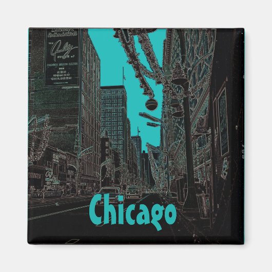 Chicago Staat Street bei Christmas 1967 glühender  Magnet (Vorne)