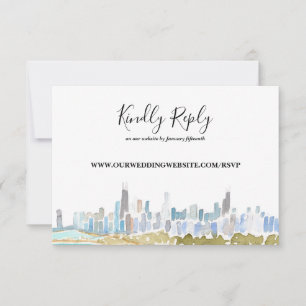 Chicago Stadt-Skyline Aquarell Online RSVP Karte