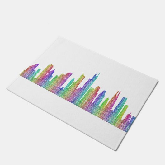Chicago-Stadt-Skyline Fußmatte (Schrägansicht)