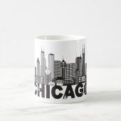 Chicago-Stadt-Skyline-Text Schwarzweiss Kaffeetasse (Mittel)