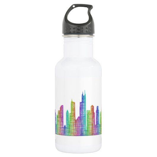 Chicago-Stadt-Skyline Trinkflasche (Vorderseite)