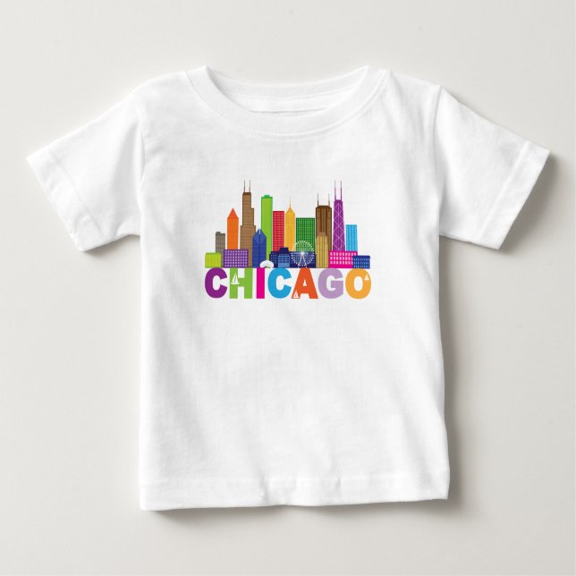 Chicago-Stadt-Skyline-Typografie Baby T-shirt (Vorderseite)