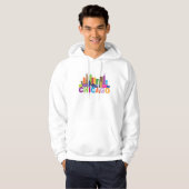Chicago-Stadt-Skyline-Typografie Hoodie (Vorne ganz)