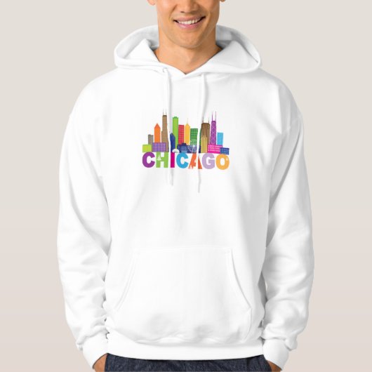 Chicago-Stadt-Skyline-Typografie Hoodie (Vorderseite)