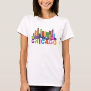 Chicago-Stadt-Skyline-Typografie T-Shirt