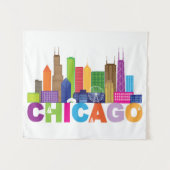 Chicago-Stadt-Skyline-Typografie Wandteppich (Vorderseite (Horizontal))