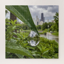 Chicago-Stadt spiegelt sich in einem Regentropfen Puzzle