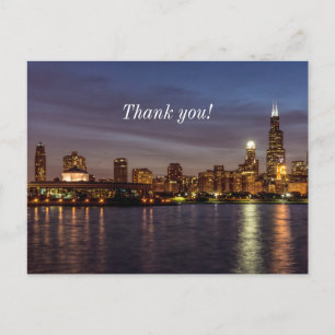 Chicago-Stadtansicht Nacht Danke Postkarte