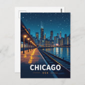 Chicago Starry Night Skyline View Postkarte (Vorne/Hinten)