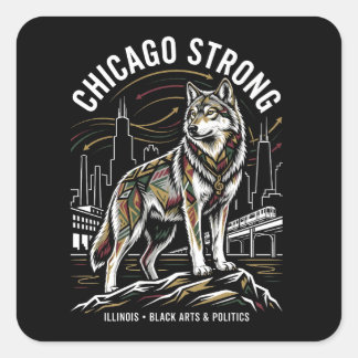 Chicago Strong Grey Wolf Great Migration Heritage Quadratischer Aufkleber