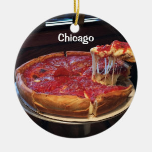 Chicago Style Deep Dish Keramik Ornament