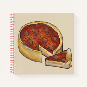 Chicago Style Deep Dish Pepperoni Pizza Feinschmec Notizbuch