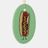 Chicago Style Hot Dog Hot Dog Rot Mohn Bub Senf Keramik Ornament (Rechts)