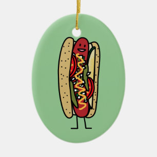 Chicago Style Hot Dog Hot Dog Rot Mohn Bub Senf Keramik Ornament