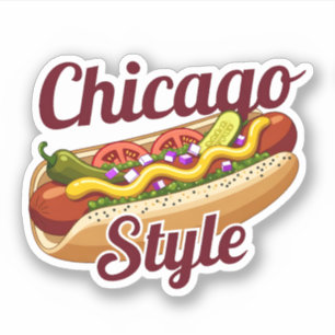 Chicago-Style-Hot-Dog-Klassiker-Illustration für F Aufkleber
