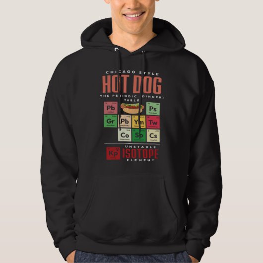 Chicago Style Hot Dog Periodic Dinner Table of Ele Hoodie (Vorderseite)