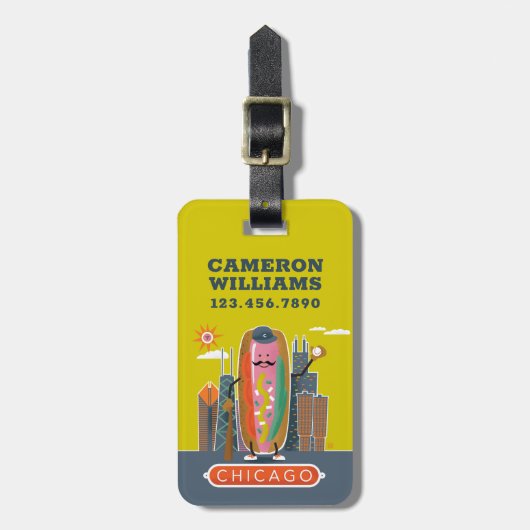 Chicago-Style Hotdog Gepäckanhänger (Vorderseite vertikal)