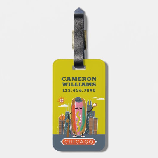 Chicago-Style Hotdog Gepäckanhänger (Rückseite vertikal)