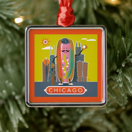 Chicago-Style Hotdog Ornament Aus Metall (Baum)
