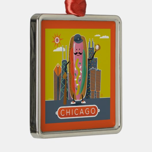 Chicago-Style Hotdog Ornament Aus Metall (Rechts)