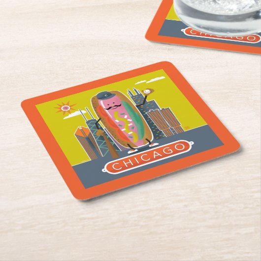 Chicago-Style Hotdog Rechteckiger Pappuntersetzer (angewinkelt)