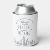 Chicago Stylized Skyline | Wedding Can Cooler Dosenkühler (Kanne Vorderseite)