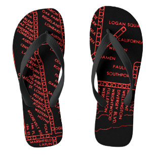 Chicago Subway Bahn Vintage System Map Route NEON Badesandalen