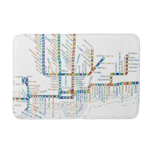 Chicago Subway Map w/ Train stops COLOR TIE DYE Badematte