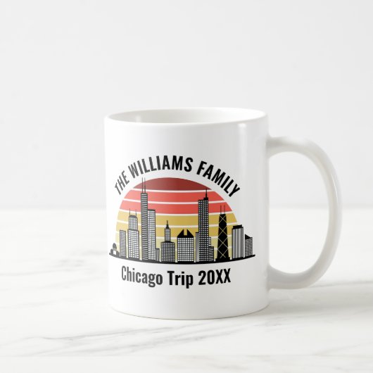 Chicago Sunset Custom Family Trip Keepsake Kaffeetasse (Rechts)