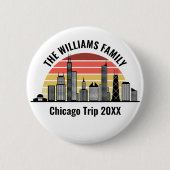Chicago Sunset Customized Family Trip Button (Vorderseite)