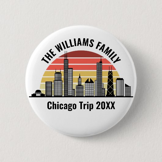 Chicago Sunset Customized Family Trip Button (Vorderseite)