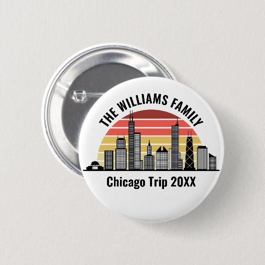Chicago Sunset Customized Family Trip Button (Vorne & Hinten)