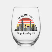 Chicago Sunset Customized Trip Souvenir Weinglas Ohne Stiel (Vorderseite)